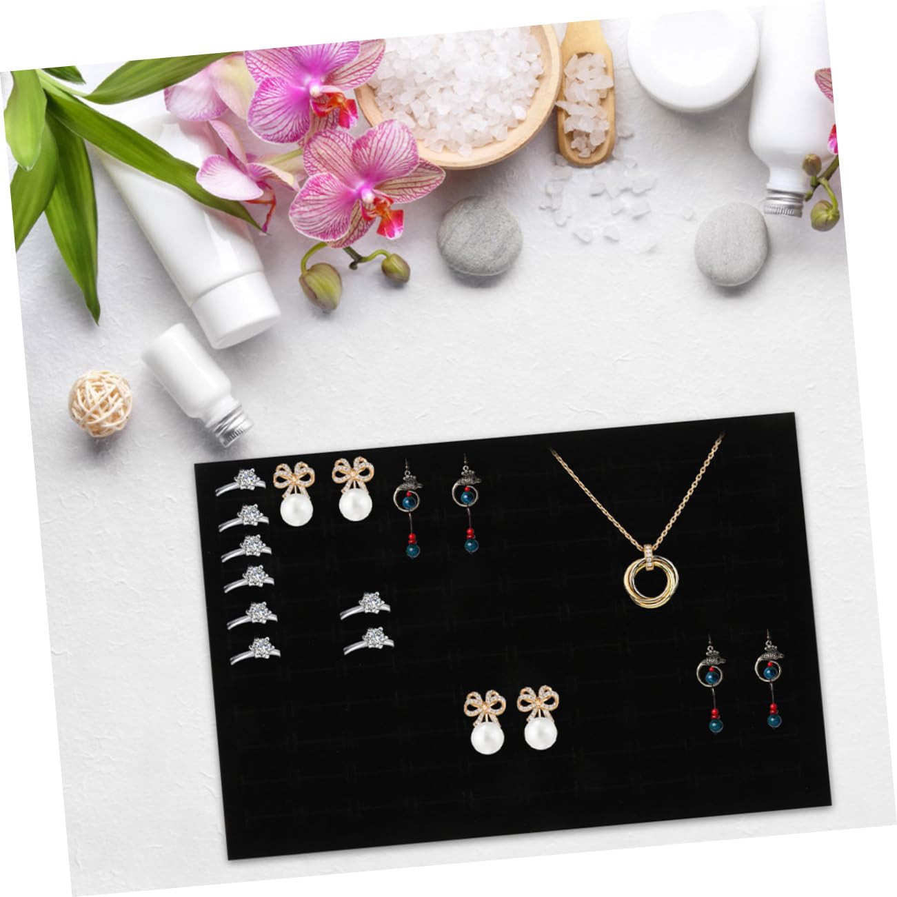 Vassoio Per Gioielli Impilabile In Morbido Velluto Vetrina Per