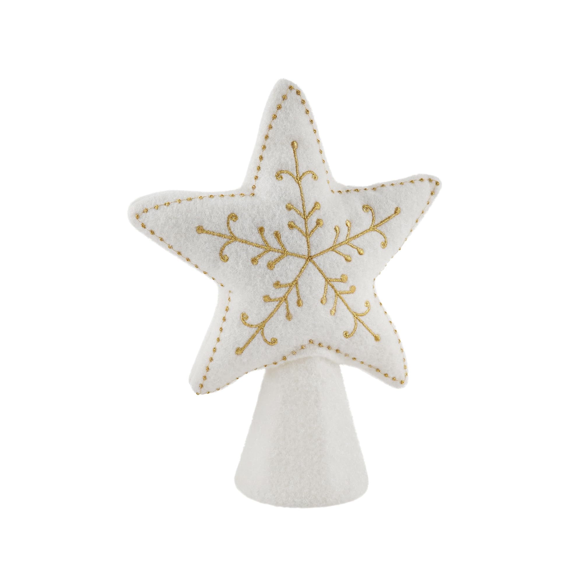 Cgb Giftware White, Gold | Christmas Felt Gold Star Tree Topper | Festive Decor | Christmas Decoration | Seasonal | Gb08716