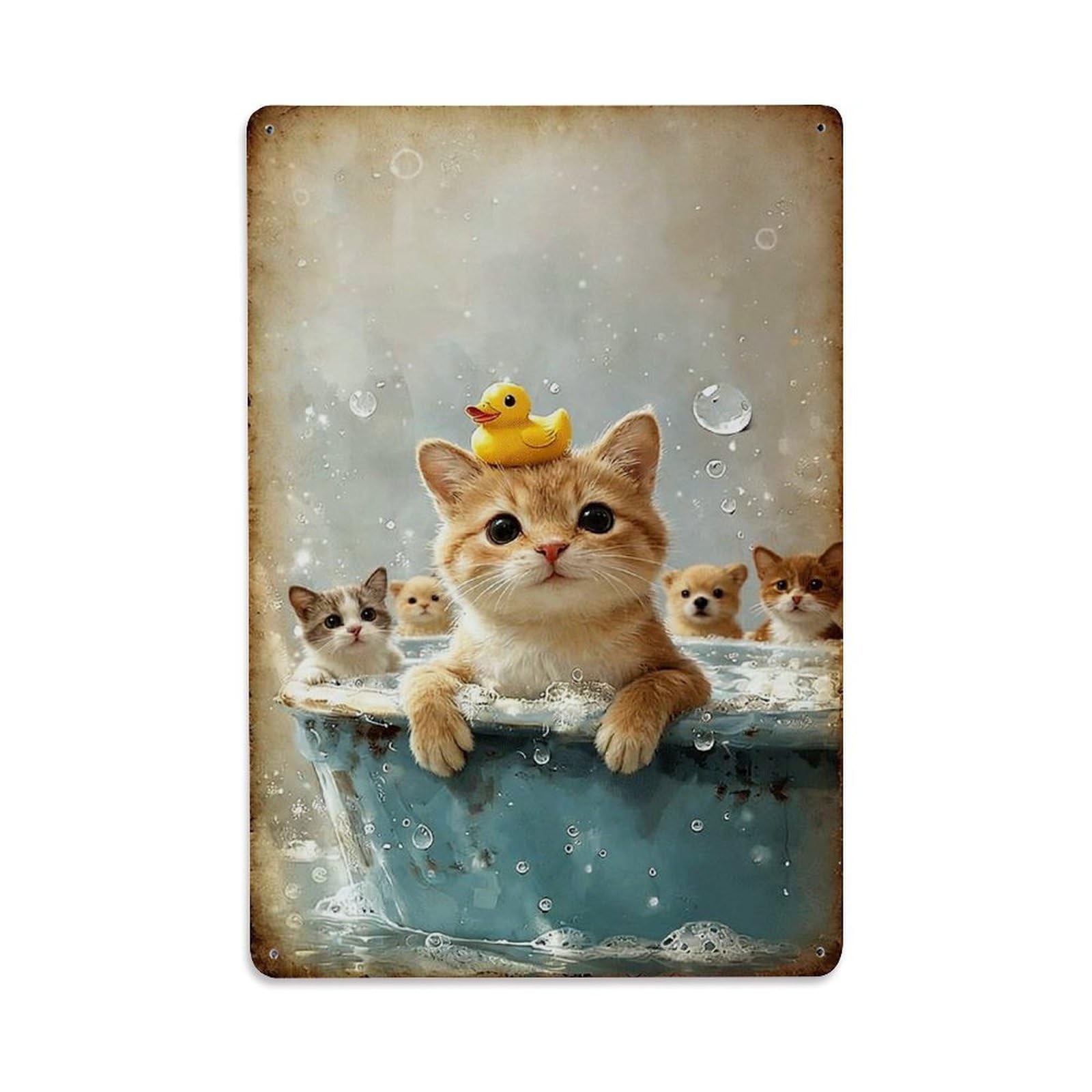 Nestemfo Vintage Cute Cats In Bathtub Tin Sign Metal Sign, Living Room,Bar, Home, Bedroom Wall Decor,Retro Metal Poster 8X12 Inches