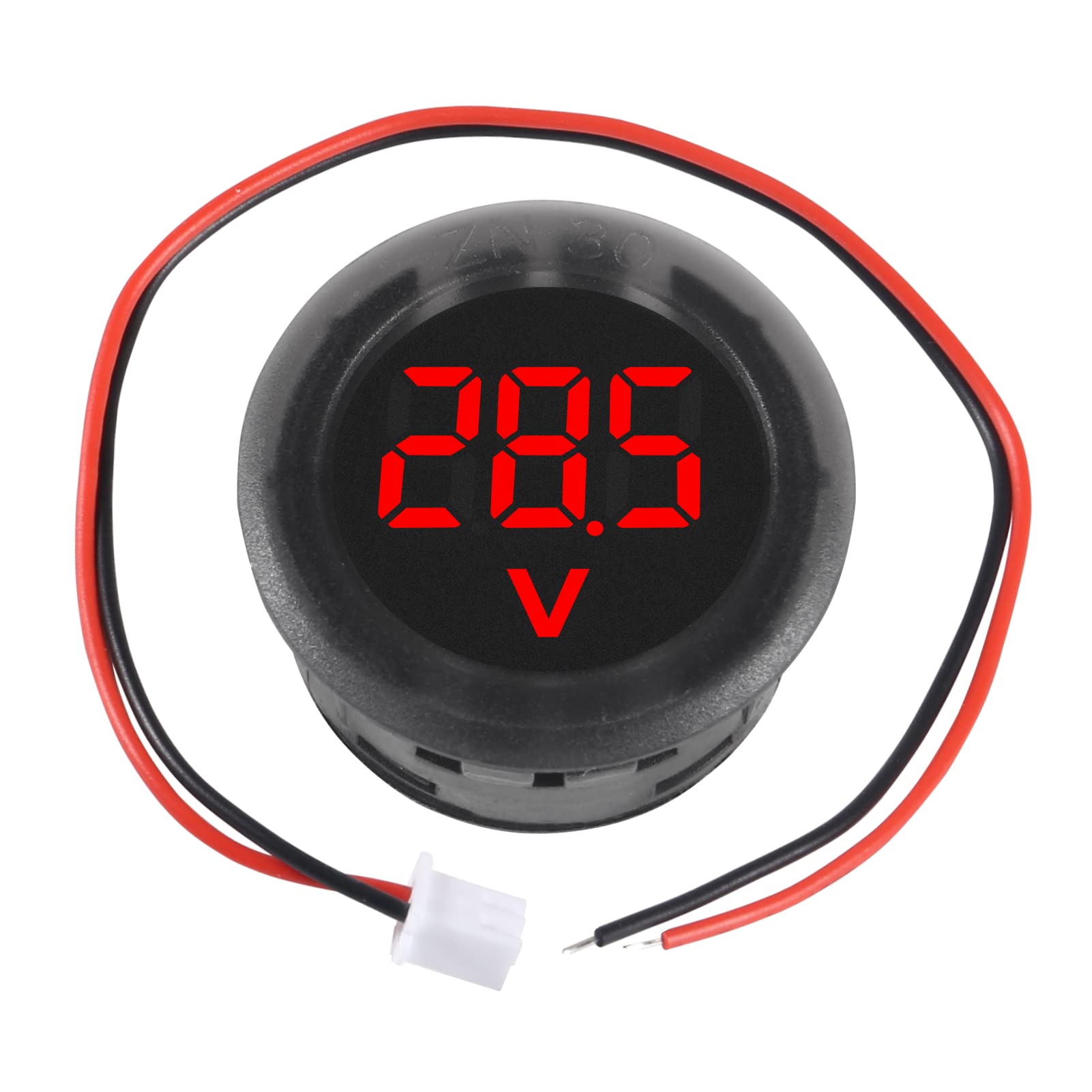 5 x DC 4–100 V LED-Digitalanzeige, rundes Zwei-Draht-Voltmeter, DC Digital-Voltmeter-Kopf-Display, umgekehrter Anschluss-Schutz