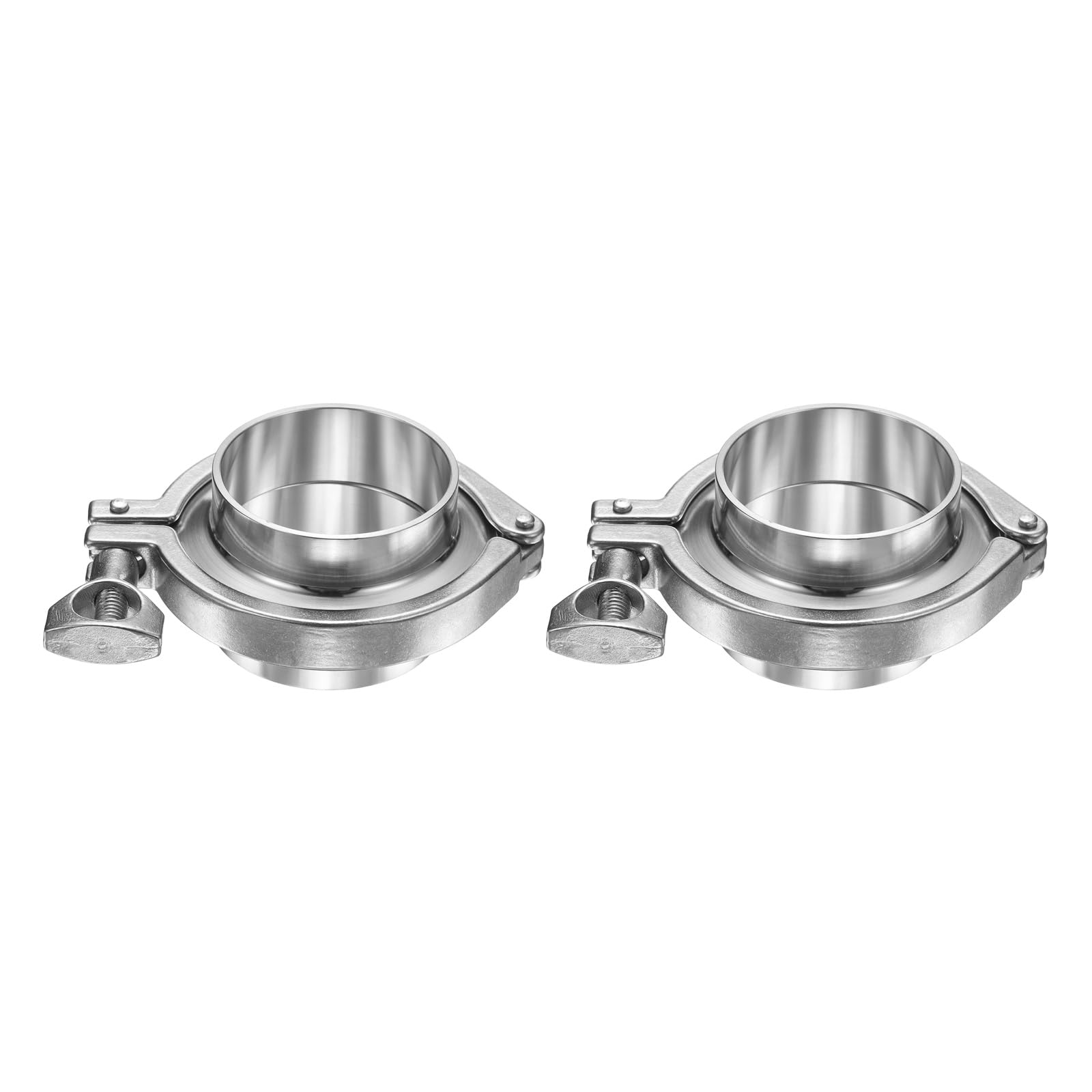 PATIKIL Sanitary Clamp Fitting, 2Set 2" Tri Sanitary Clamp to 2" Tube OD Weld Ferrule 304 Stainless Steel Heavy Duty Sanitary Pipe Fittings with Clamp and Silicone Gasket, Silver