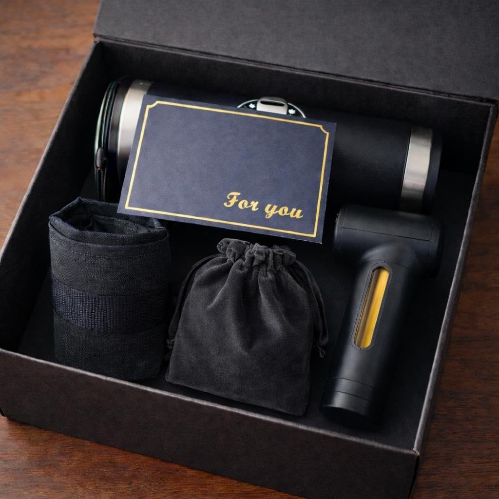 Luxury Dad Gift Box with Deep Tissue Massage Gun – Ultimate 7-Piece Birthday Set includes 20oz Tumbler, Toiletry Bag & Grooming Kit – Premium Father’s Day Gift Basket