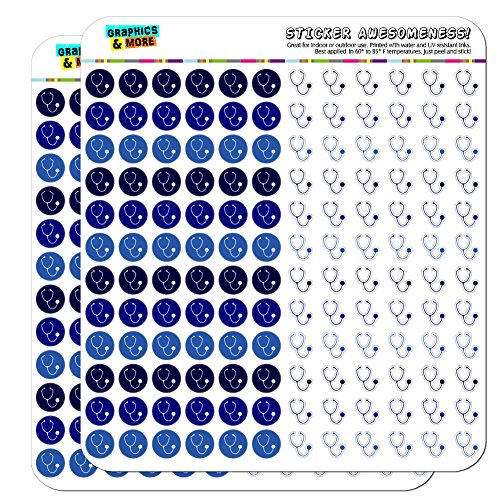 Stethoscope Medical Doctor Appointment Dots Planner Scrapbooking Crafting Stickers - Blue - Opaque