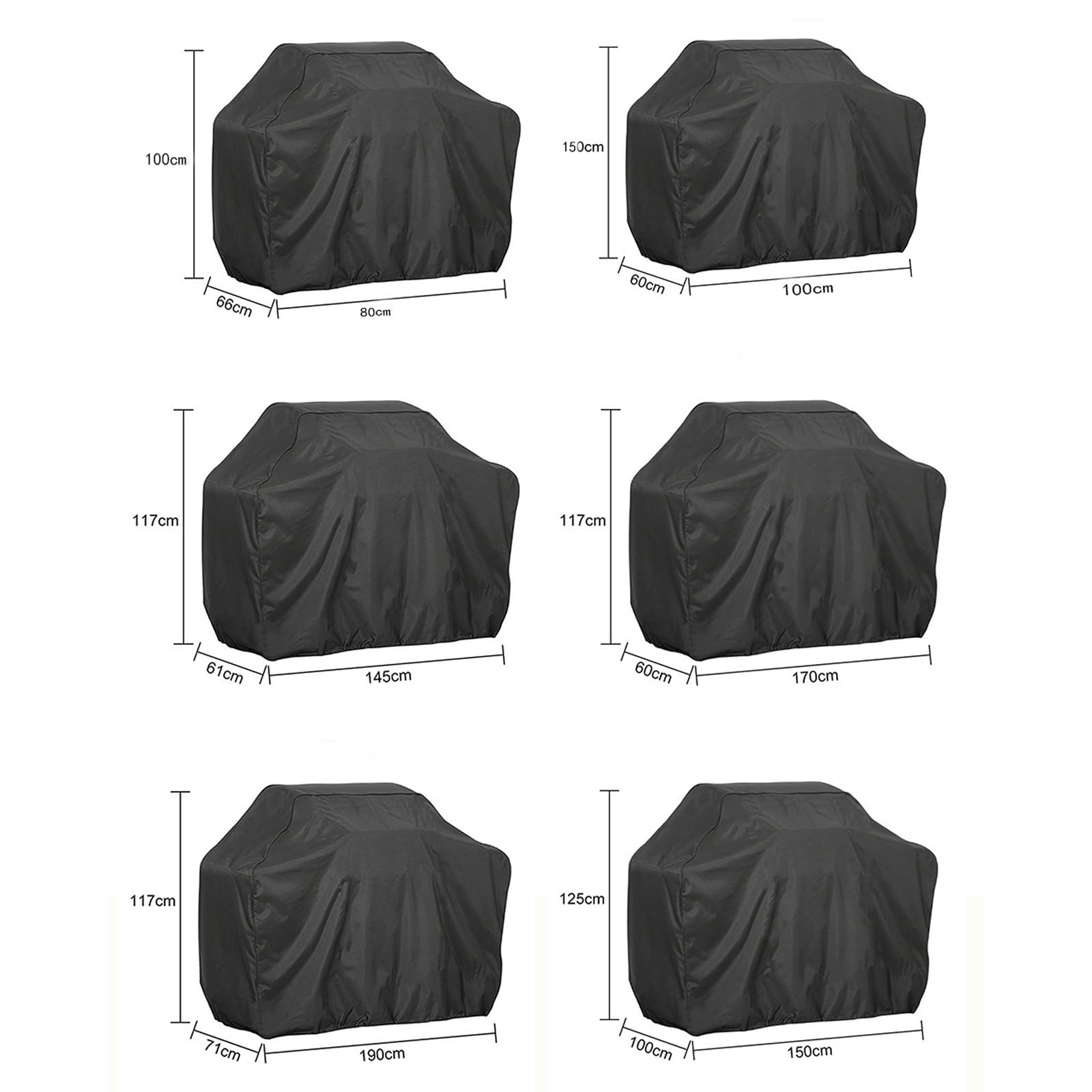 Wetterfeste Grillabdeckung, wasserdicht, für drinnen und draußen, mit Dstring, staubdichter Gasgrill-Unterstand für Garten, passend für 190 x 71 x 117 cm, Schwarz