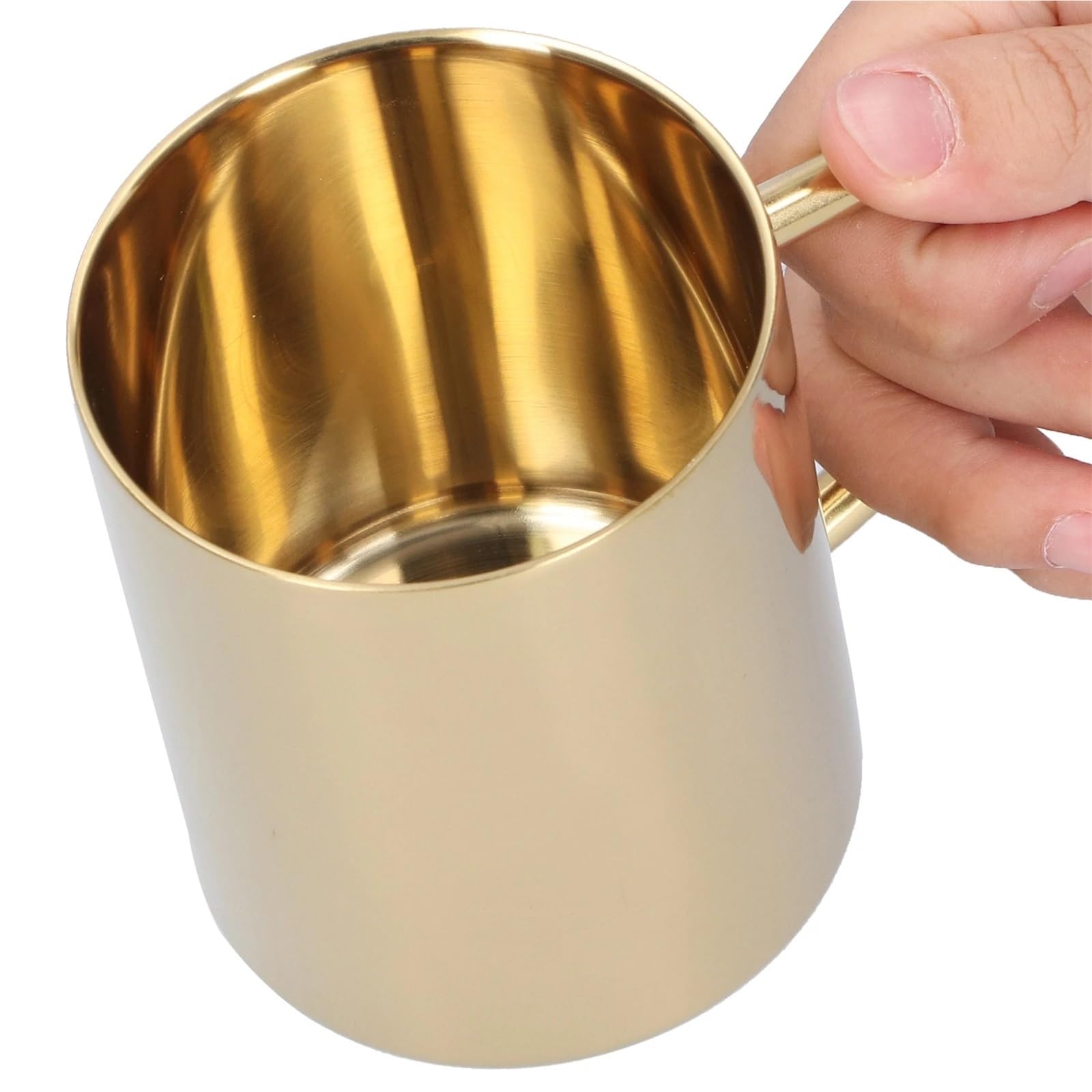400 ml Kaffeetasse 304 Edelstahl Doppelschicht Verbrühungsschutz Becher Tasse mit Griff for Kaffee Tee Wasser Home Küche Zubehör Für Küchen, Cafés, Restaurants(Silver)
