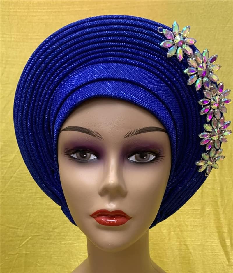 turban femme headtie gele nigerian african nigeria for traditional marriage gele headtie already made headwrap 1set by MSB fabric color 452