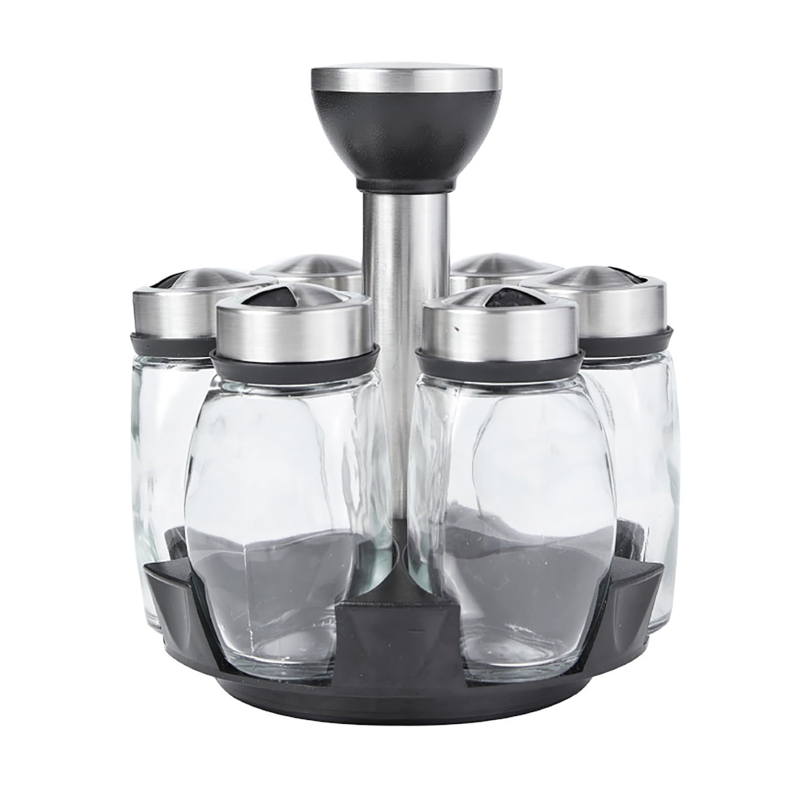Xinsheinelry Salts Shaker Holder Kitchen Storage Rack Kitchen Seasoning Rack with Jars Revolving Countertop Spices Easy to Use Seasoning with Jars