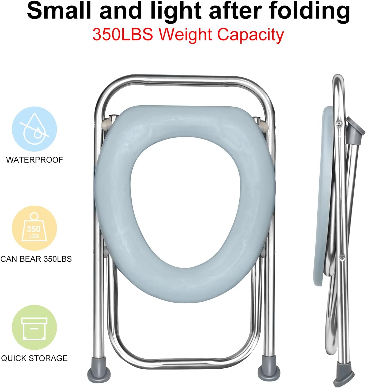 BLIKA Stainless Steel Portable Toilet Seat, Folding Toilet Camping Toilet Travel Toilet Car Toilet Camp Commode, Portable Toilet for Camping (16.5" High) : Sports & Outdoors