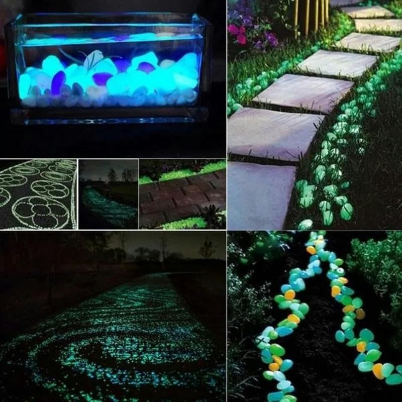 Guijarros que brillan en la oscuridad, Guijarros y piedras brillantes for jardín que brillan en la oscuridad(Green1,25pcs)