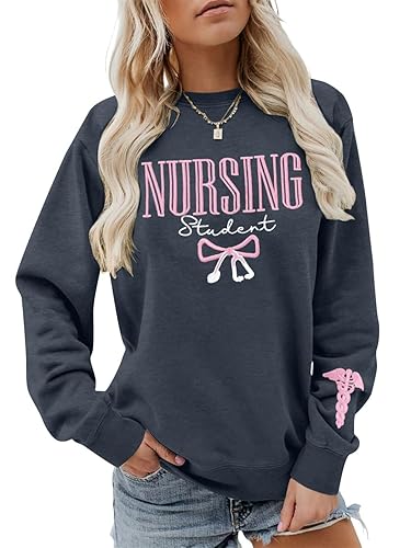 FASHGL Women Nurse Sweatshirt Registered Nurse Pullover Shirts Nurse Life