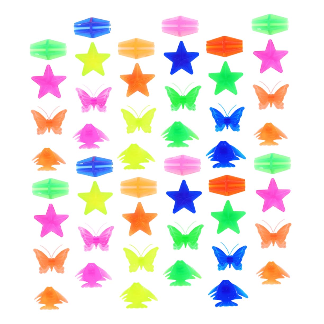 HANABASS Bright Cheerful Bike Beads 98pcs Bike Decor for Kids Bicycle Ornaments Wheel Decorations Fun Accessories (Stars Butterflies Fish Long Beads)
