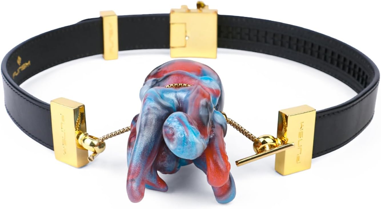 Tentacle Shape Silicone Breathable Mouth Gag with Belt, Adjustable Hollow Strap on Mouth Muzzles Sex Plug Adult Sex Toy for Men Women - Black Belt