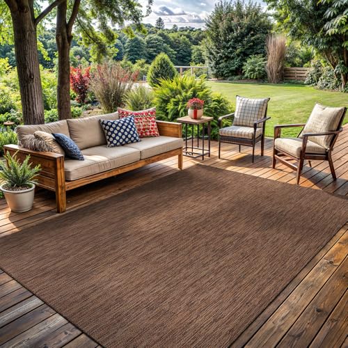 Indoor Outdoor Rug 8x10 Gold Brown - Lena Rug