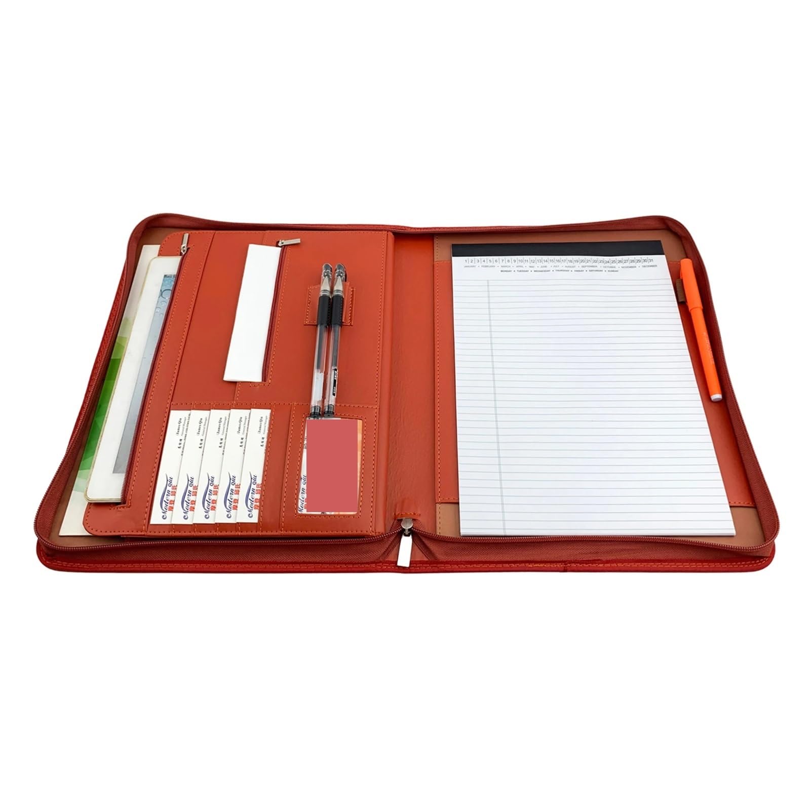 A4 PU Portfolio Organizer con cerniera Padfolio per colloqui Riprendi Documenti Planner Agenda Pianificazione Tablet Sleeve Holder