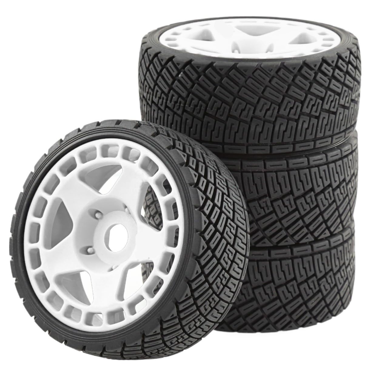 4PZ Gomme Rally RC 100mm 1/7 1/8 Esagono 17mm | ARRMA, Traxxas, Redcat, Team Losi, Kyosho, HPI WR8, HSP(White)