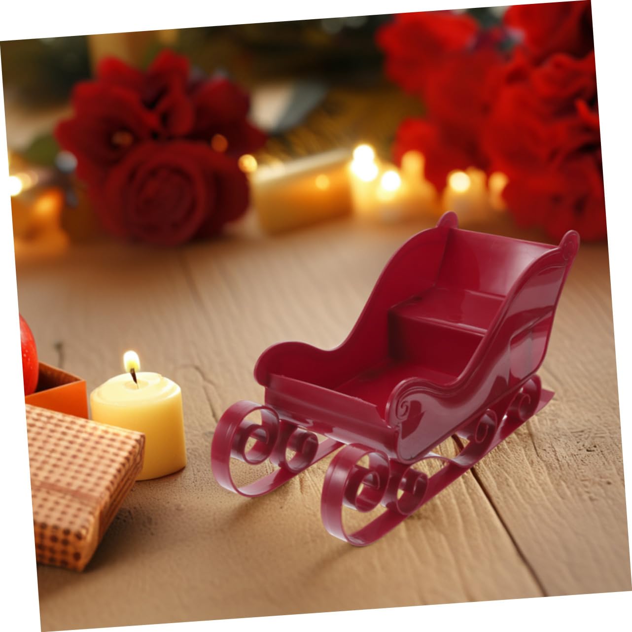 SOLUSTRE 2 Stück Rote Metall Santa Schlitten Dekoration Detaillierter Weihnachts Schlitten als Tisch Deko und Candy Dish Robuste Weihnachtsdeko für Zuhause Büro Vielseitige Festliche