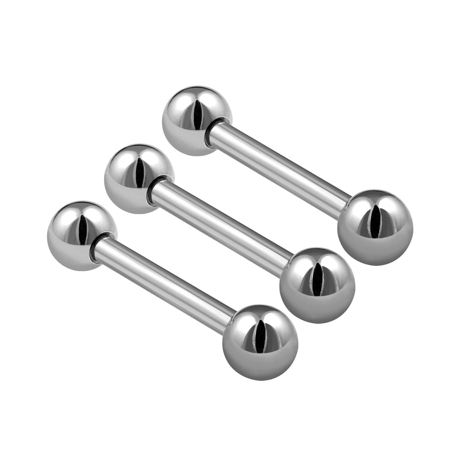 KJM FASHION3PCS Surgical Steel Barbell Earrings 16 gauge 6mm 8mm 10mm 3mm  Ball Tragus Earrings Eyebrow Piercing Jewelry See More Sizes - Main Image