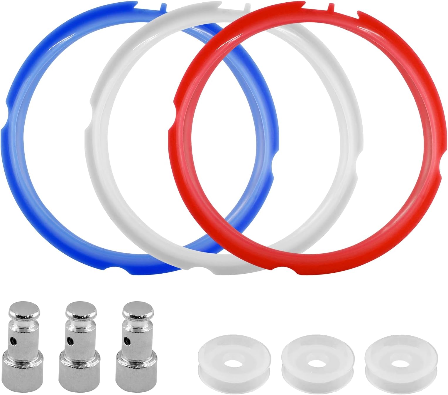 3 Pack Sealing Rings for InstaPot, 5/6 Qt Gasket Seal Rings Replacement Accessories for Pressure Cooker (with Float Valve)