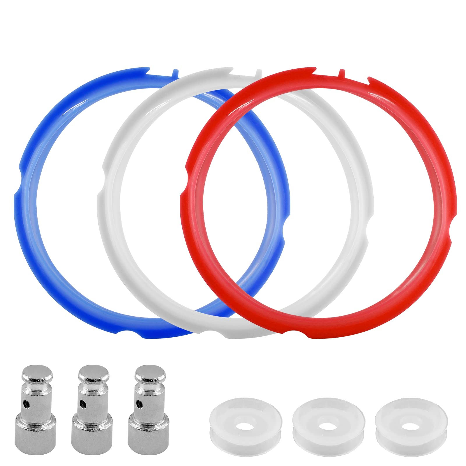 3 Pack Sealing Rings for InstaPot, 5/6 Qt Gasket Seal Rings Replacement Accessories for Pressure Cooker (with Float Valve)