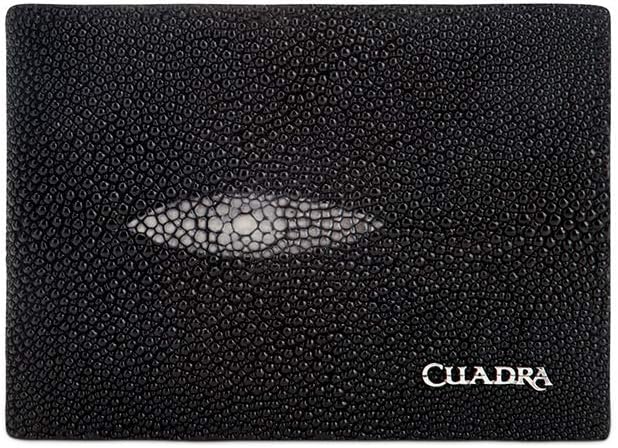 Cuadra Black Stingray Leather Bifold Wallet, B2910MA