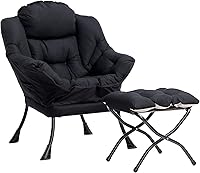 Vista 33 de HollyHOME - Silla perezosa con otomano plegable, sillón de ocio acentuado y cómodo, taburete plegable con reposapiés, sofá de ocio y silla
