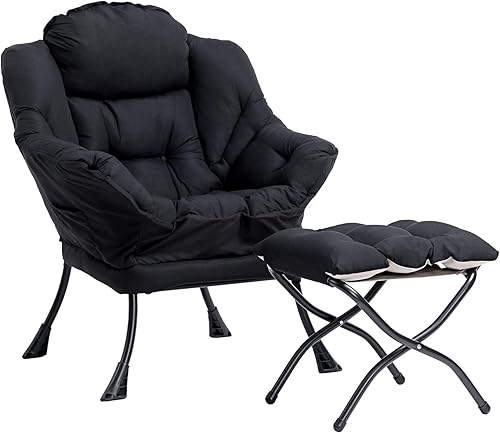 Miniatura 33 de HollyHOME - Silla perezosa con reposabrazos y bolsillo lateral, cómoda silla de sala de acento, sillón de sofá de ocio para sala de estar, recámara,