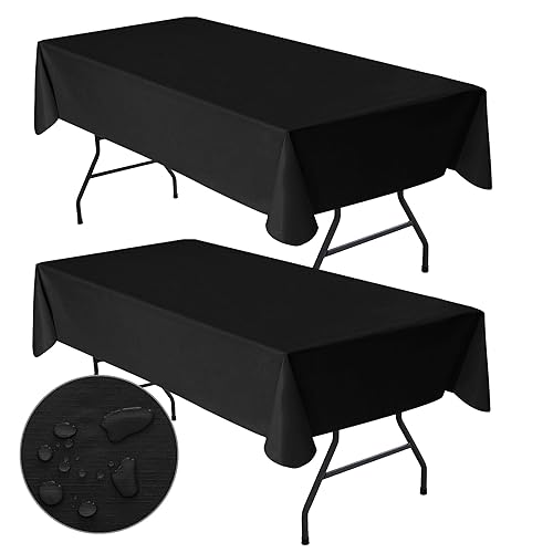 Nasitos 2 Pack Plastic Black Table Cloth Rectangular 60x120 Inch-Vinyl