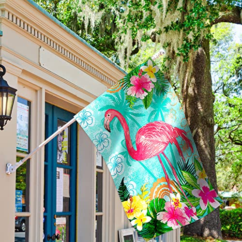 Morigins Flamingo House Flag Double Sided Welcome Tropical Flower Floral Outdoor Yard Flag 28 X 40 Inch #TOP1