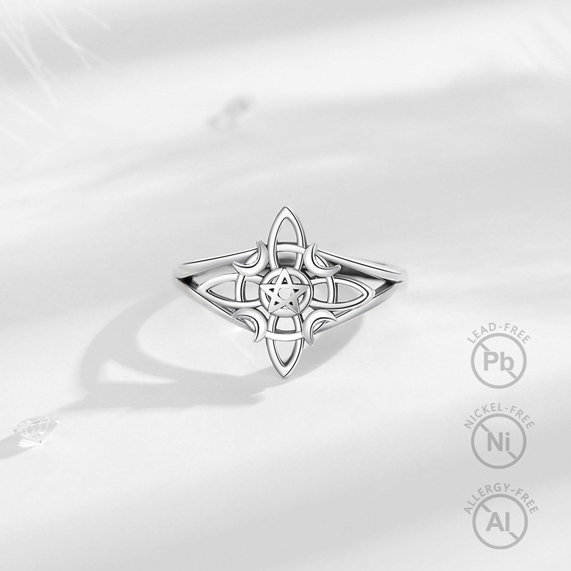 CELESTIA Nudo de Bruja/Dragon/Serpiente/León Anillos Mujer Ajustables Anillo Plata de ley 925 Unico Goticos Vintage Joyería Regalos Mujer Mama Amiga Cumpleaños