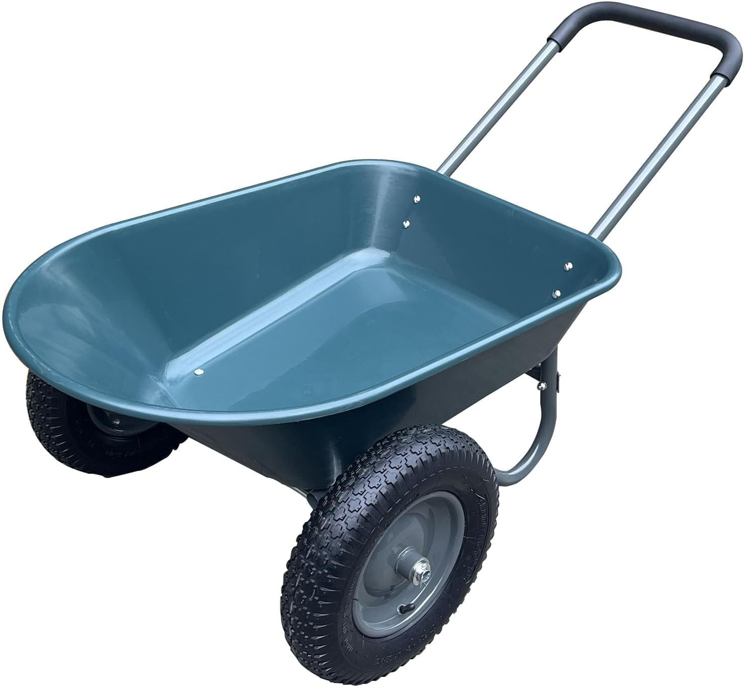 Carretilla de jardín con 2 ruedas, carro de utilidad de hierro y plástico, dimensiones 124 x 66 x 62,5 cm, multicolor, para jardín, patio y exterior