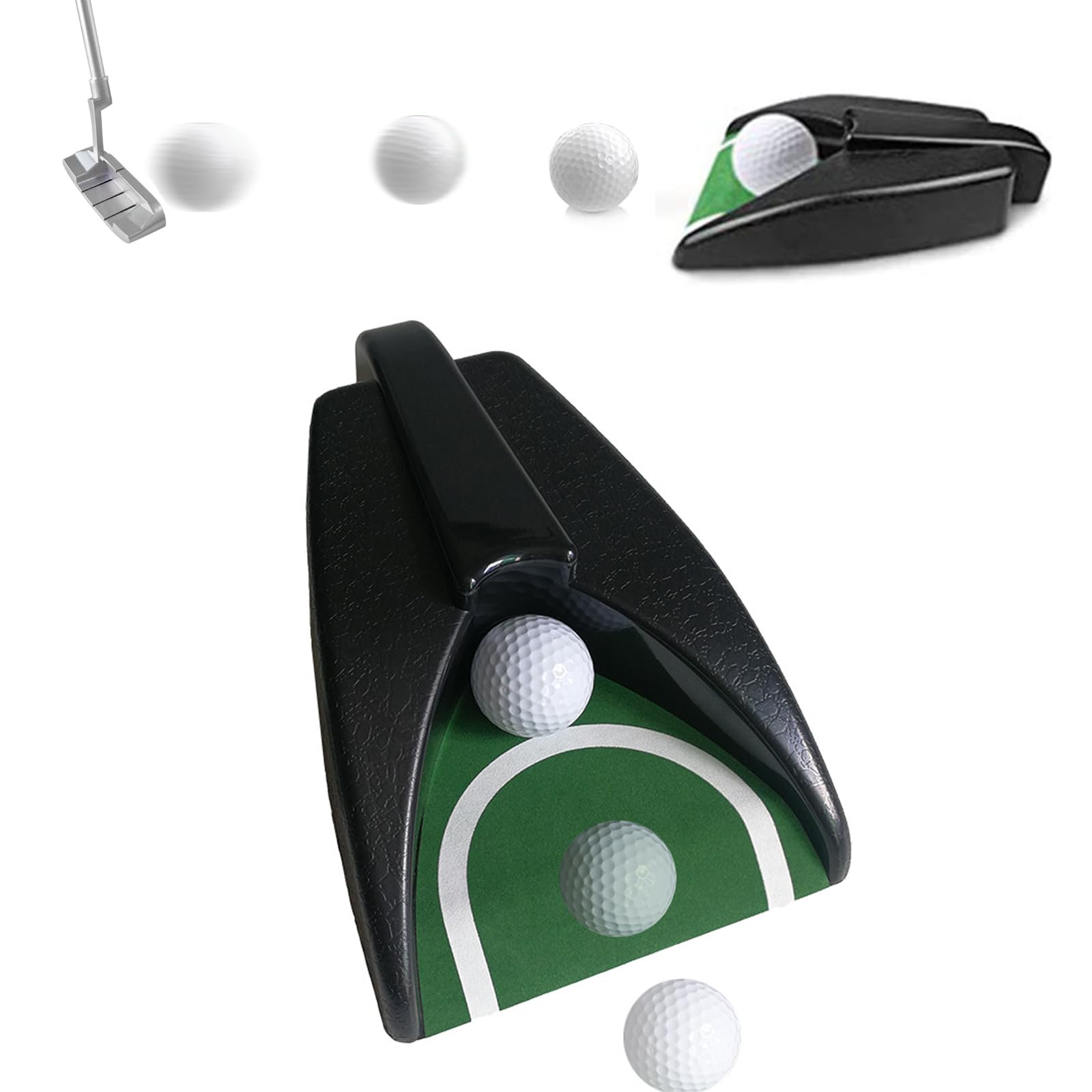 SOONHUA Golf Automatic Putting Cup Tour Pure Putt Auto Putt Returner with Guideball Training Aid for Indoor Outdoor Golf Practice