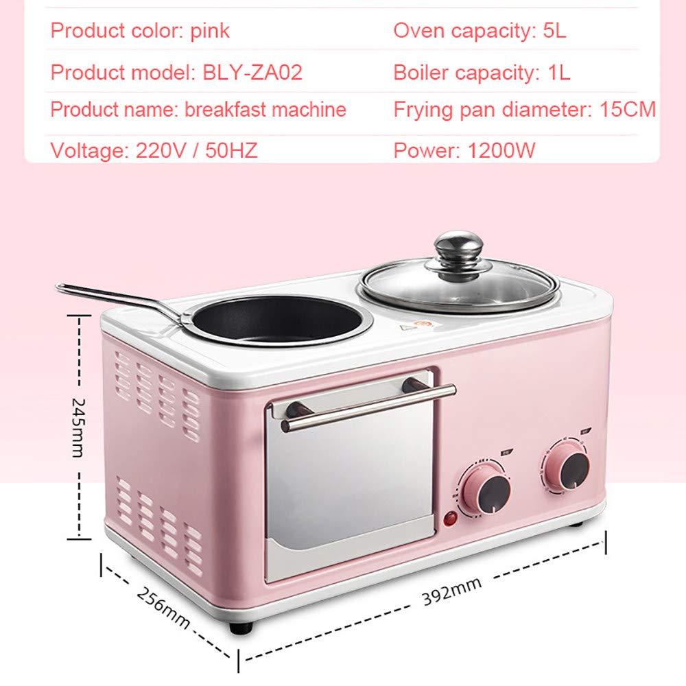 Mini Macchina Elettrica per La Colazione, Domestico 3 in 1 Macchina Prima Colazione, Mini Forno del Pane Forno per La Pizza Padella Tempo E Temperatura Regolabili,Blue