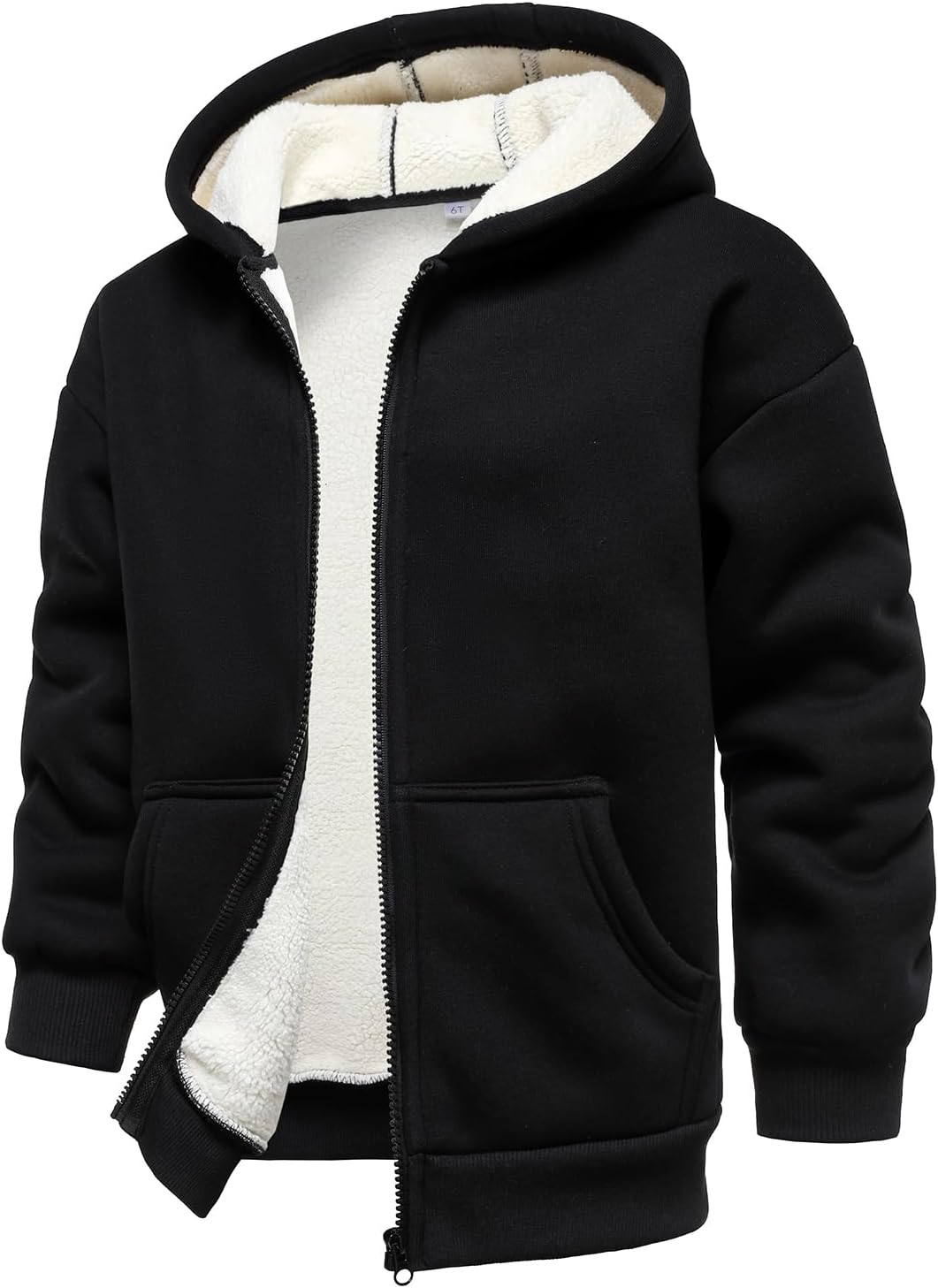 HOOD CREW Unisex Boys Girls Fleece Jacket Hoodie Warm Sherpa Lined Zip Up Hooded Sweatshirts Kids Winter Jacket Coats - Image 3