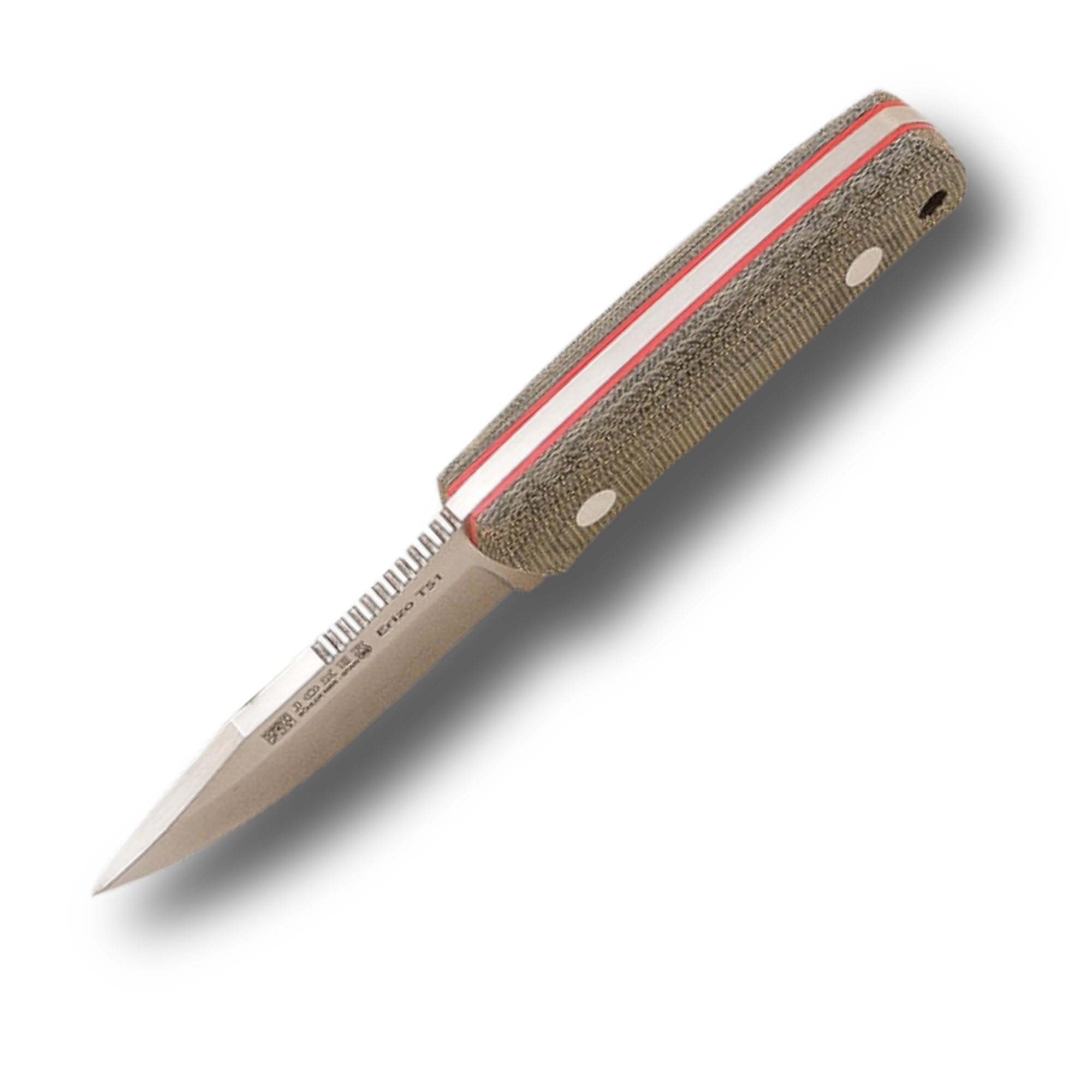 joker Coltello bushcraft hunting de böhler steel N695 e manico de canvas micarta in colore verde, lama da 7,5 cm de. Include fodero de in pelle, per la pesca, la caccia, l'escursionismo, il campeggio