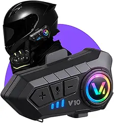 Fone Bluetooth Y10 para Capacete de Moto, IPX6 à prova d’água, Bluetooth 5.3, Microfone HQ c/Redução de Ruído, Compatível c/iOS/Android