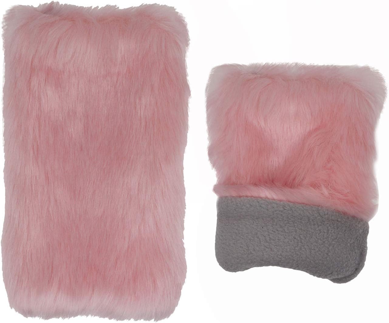 Newfancy Women Winter Furry Mittens Faux Fur Warm Soft Fingerless Half Finger Arm Warmer Gloves - Image 4