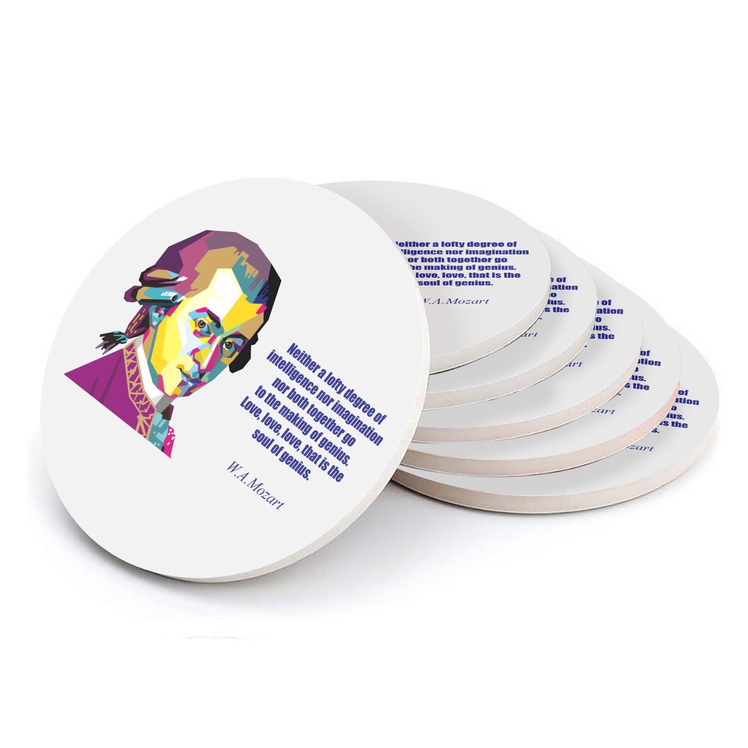 Sous verre ronds en céramique Mozart | Lot de 6 dessous de verre 108 mm