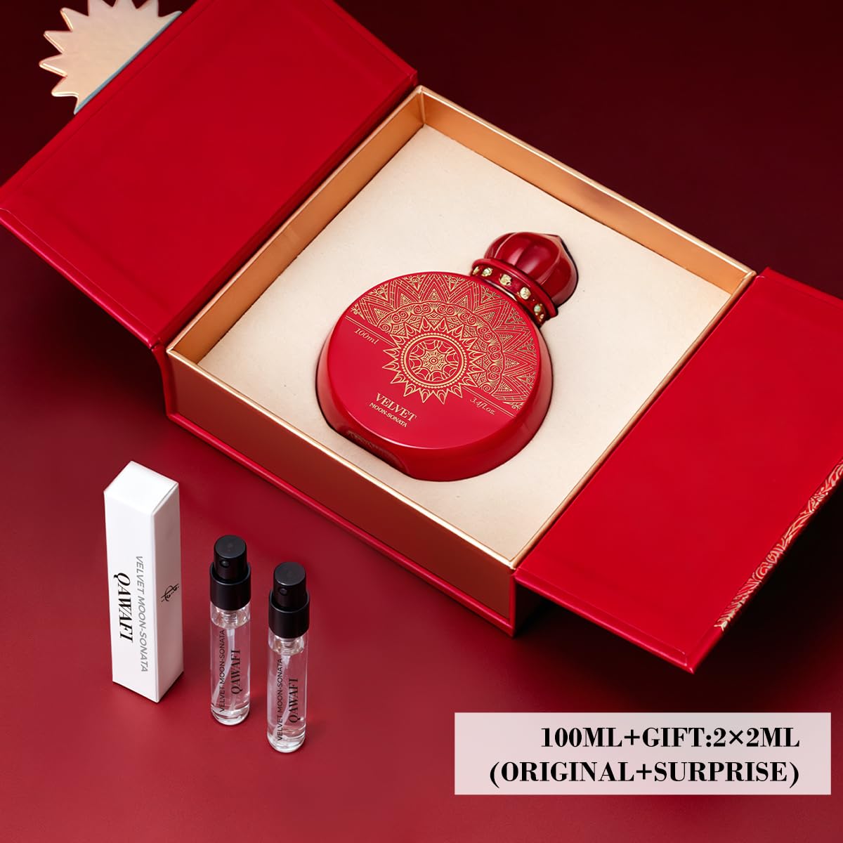QAWAFI Velvet Moon - Sonata Eau De Parfum Inspired by Baccarat Rouge 540, Long-Lasting Fragrance Jasmine Floral Woody Spicy Perfumes for Men & Women - 100ml | 3.4 fl. oz + 2ml Samples - Image 2