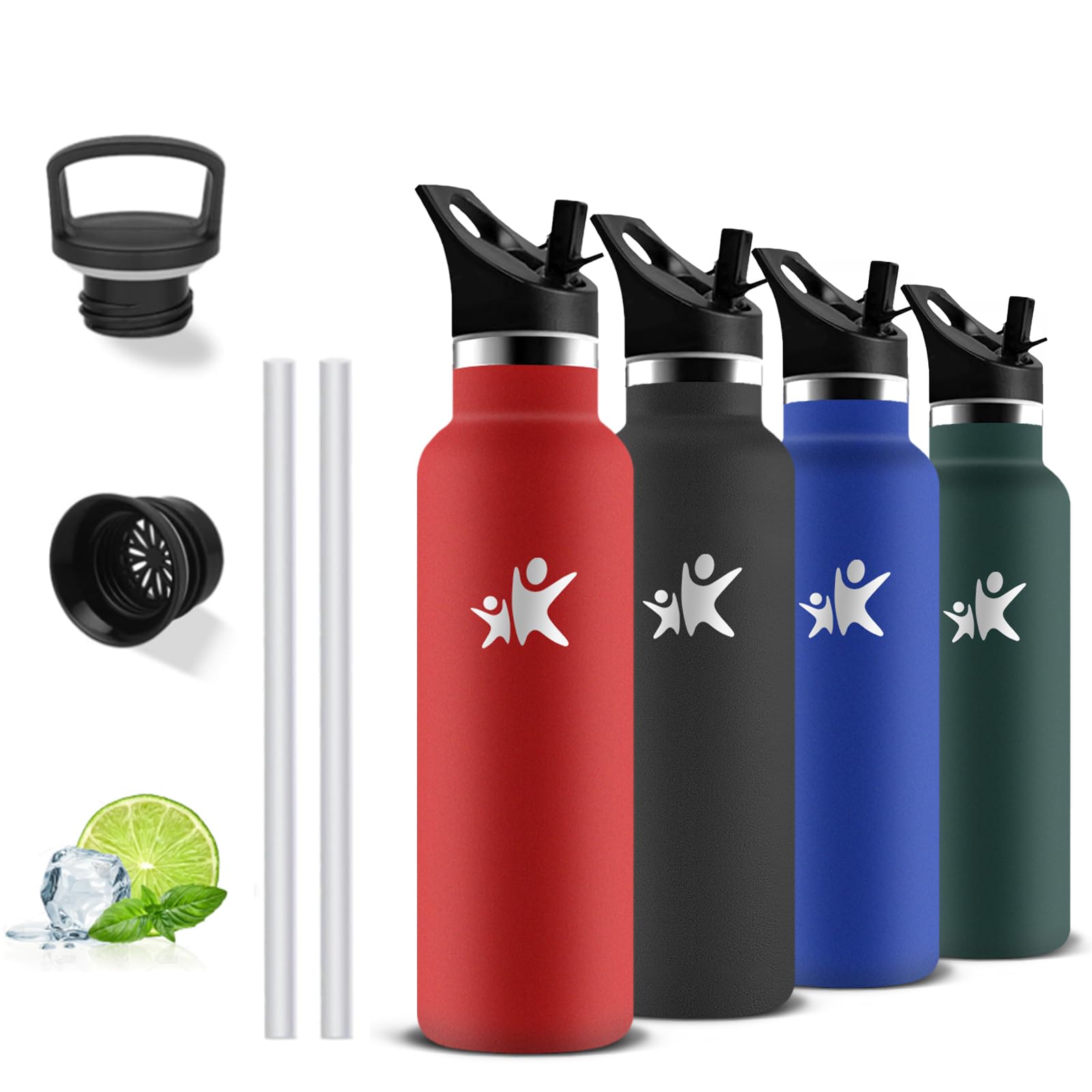 Grsta Water Bottle, 500 ml, BPA-Free, Water Bottle with Straw, Leakless, Thermal Bottles, 18/8 Stainless Steel, Thermal Bottle for Schools, Camping, Offices, Coffee, Yoga