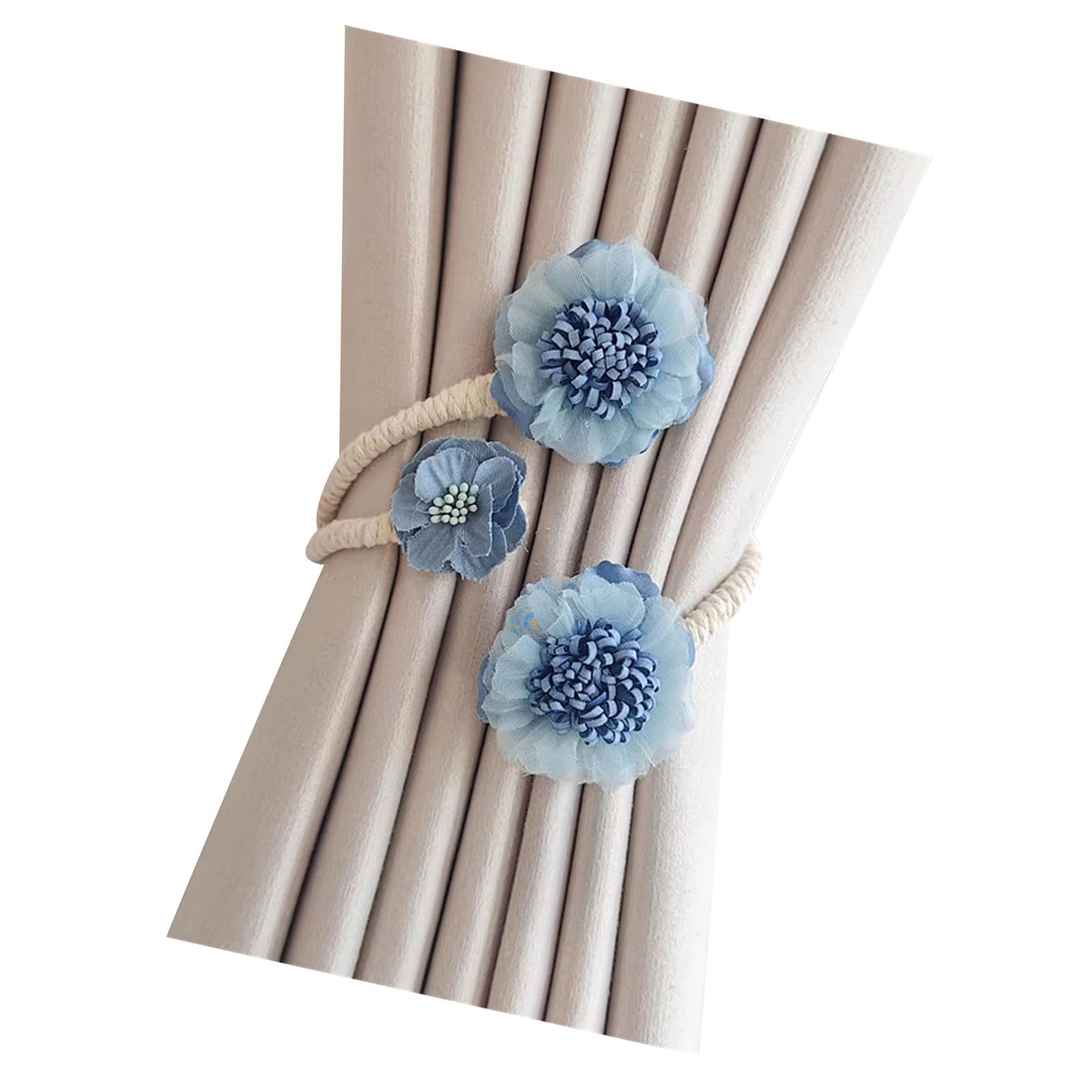 Buxuaaaa Metal Rope Window Drapery Holdback Clip Elegant Artificial Flower Curtain Tieback for Bedroom Kids Room Nusery Decors Flower Curtain Tieback