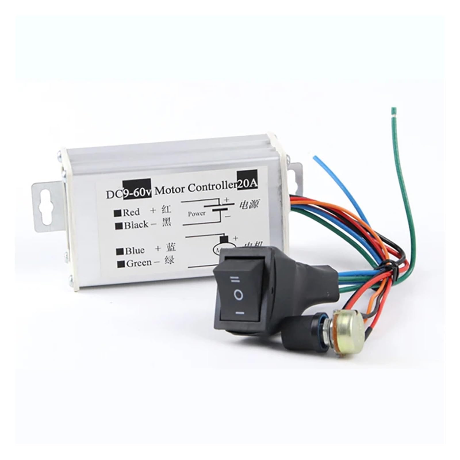 Controlador de velocidad de motor PLC DC de 20 A, 9 V, 12 V, 24 V, 60 V, PWM, de alta potencia, CW, CCW, CC