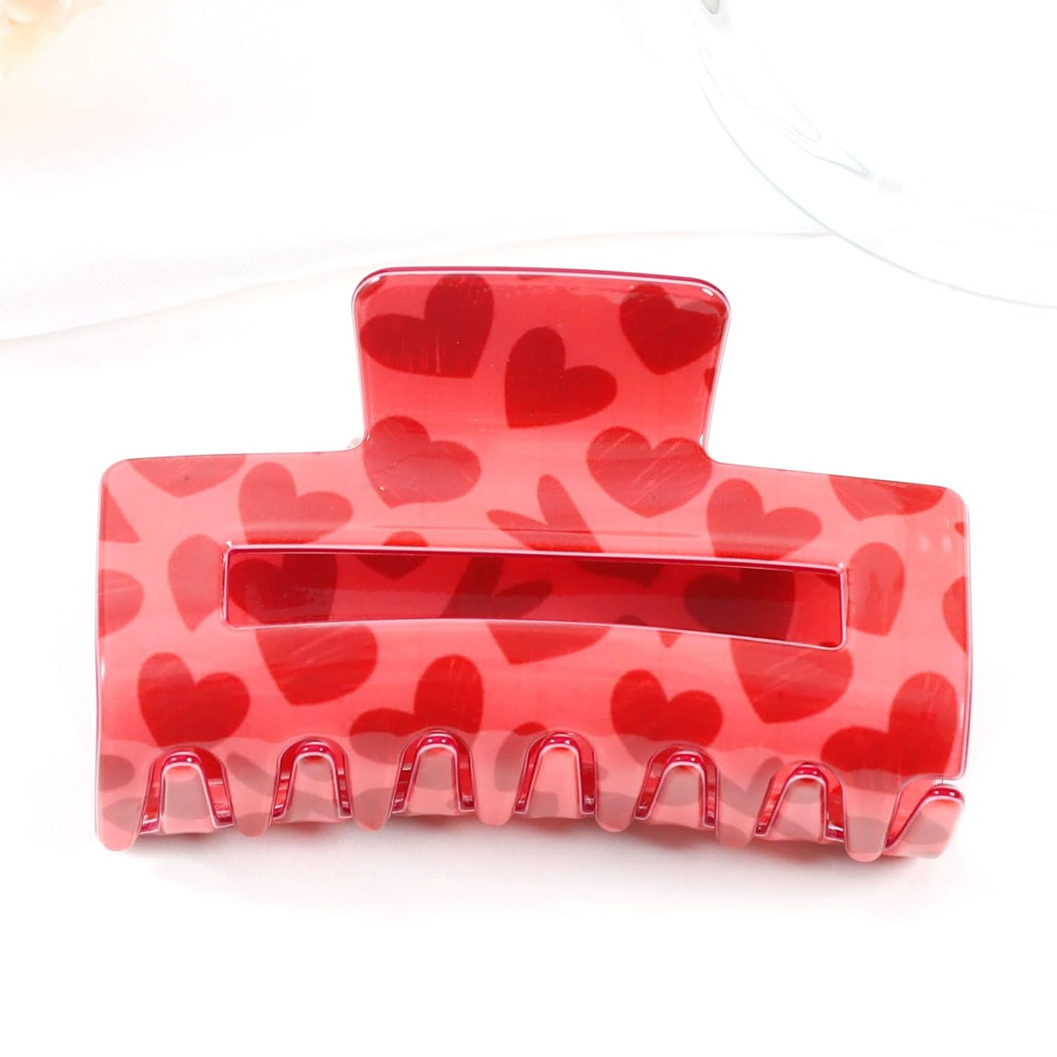 Valentine's Day Hair Claw Clips Red Heart Hair Clip for Women Girls Plastic Hair Clamps Romantic Love Hair Accessories for Valentine Gift, Strong Hold Non-Slip Jaw Clips Party Decor Daily Wear - Image 3