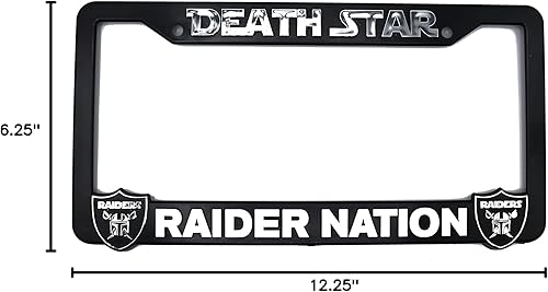 Miniatura 5 de Deathstar - Marco elevado 3D para placa de matrícula Raider Nation | 1 paquete de cubierta para placa de automóvil | Soporte universal para placa de