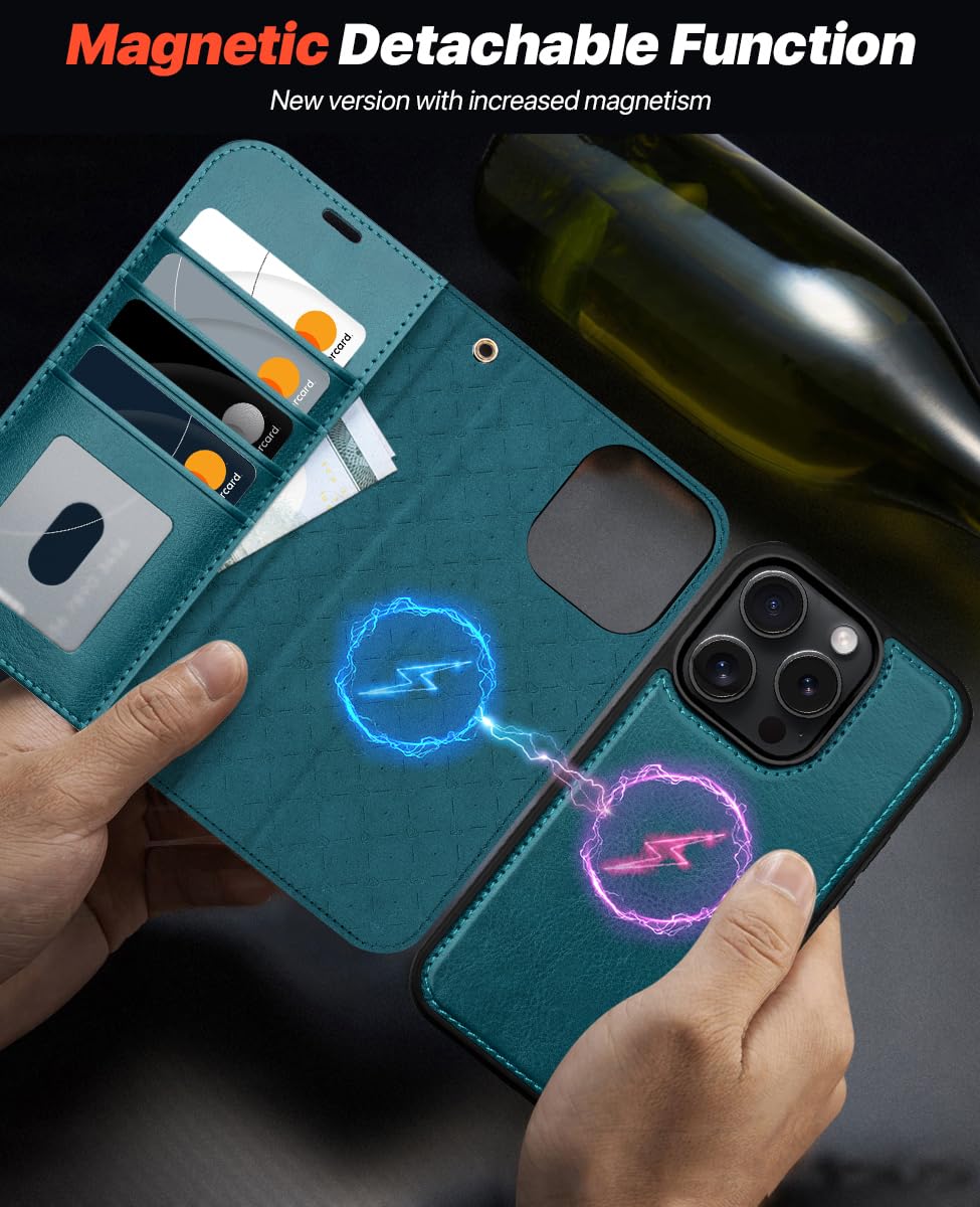 OCASE for iPhone 16 Pro Max Case, Detachable 2 in 1 PU Leather Wallet Case with RFID Blocking, Wireless Charging - Image 3