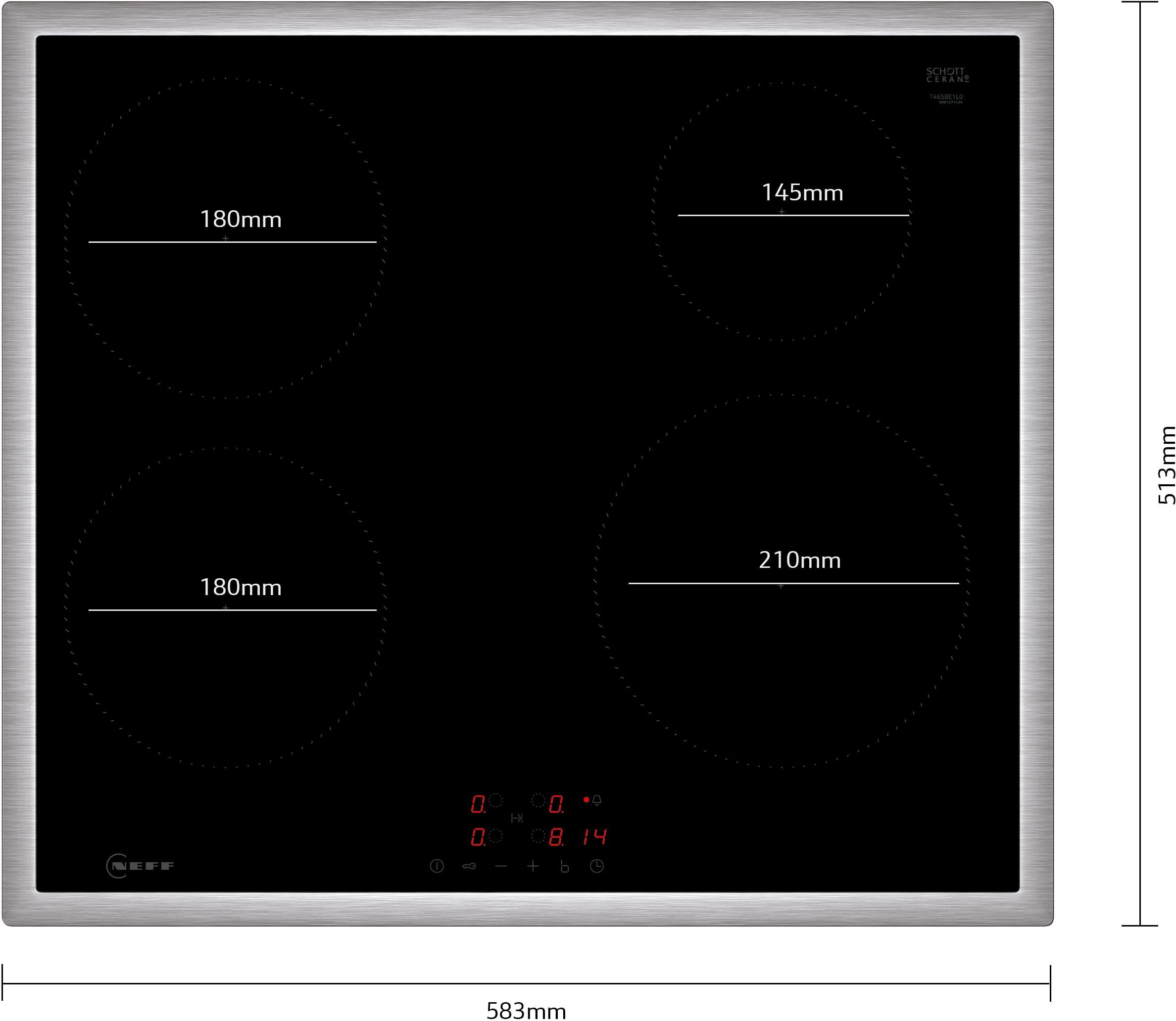 NEFF BX36IB0 Backofen-Set 60 x 60 cm CircoTherm LED-Display Induktionskochfeld Powerstufe Touch Control Edelstahlrahmen