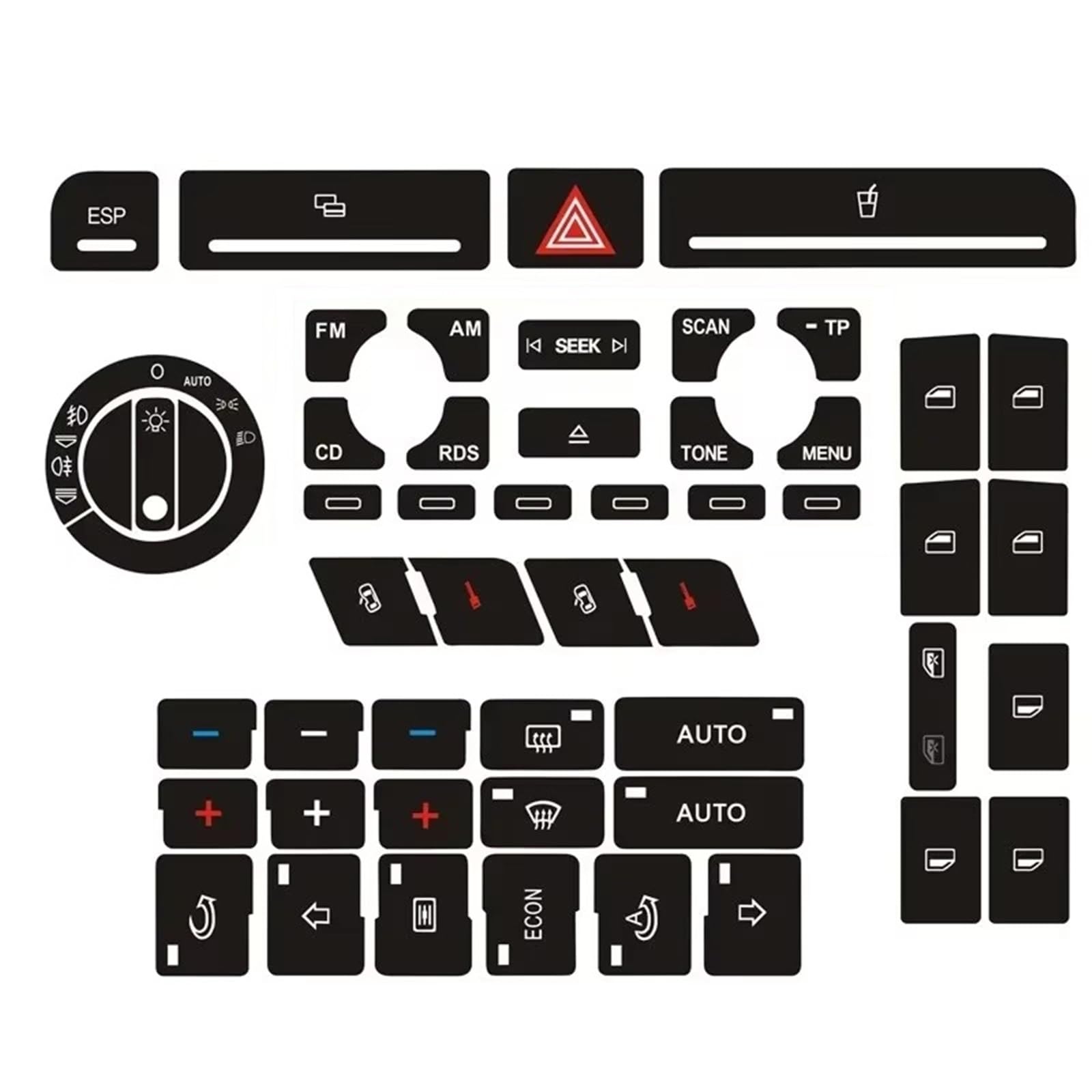Repair Patch Compatible with A4 B6 B7 1pcs Set Button Repair Decal Sticker Door Lock Window Air Conditioner Repair Set(Type A)