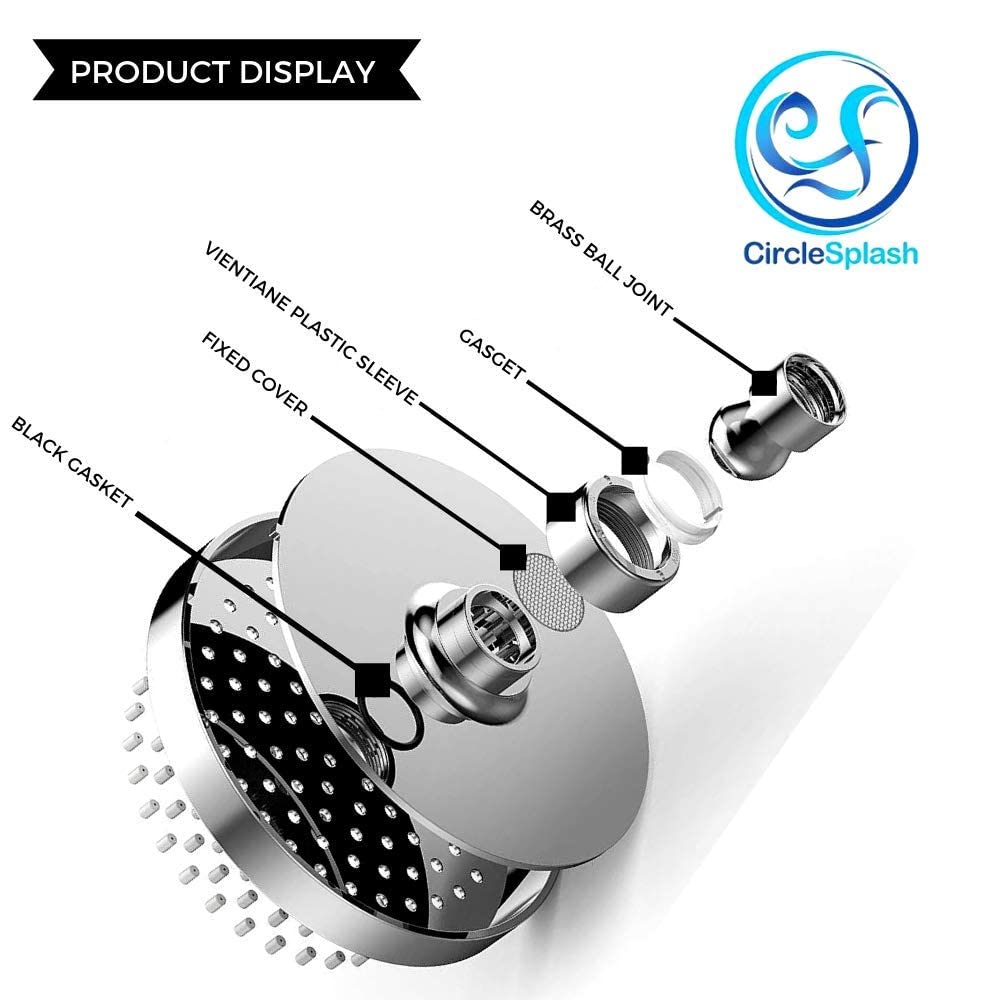 CircleSplash Rainfall Shower Head 2.5 gpm High Flow Showerhead