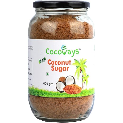 Cocoways Organic Coconut Sugar  13 lb / 600 gm  Glass Jar