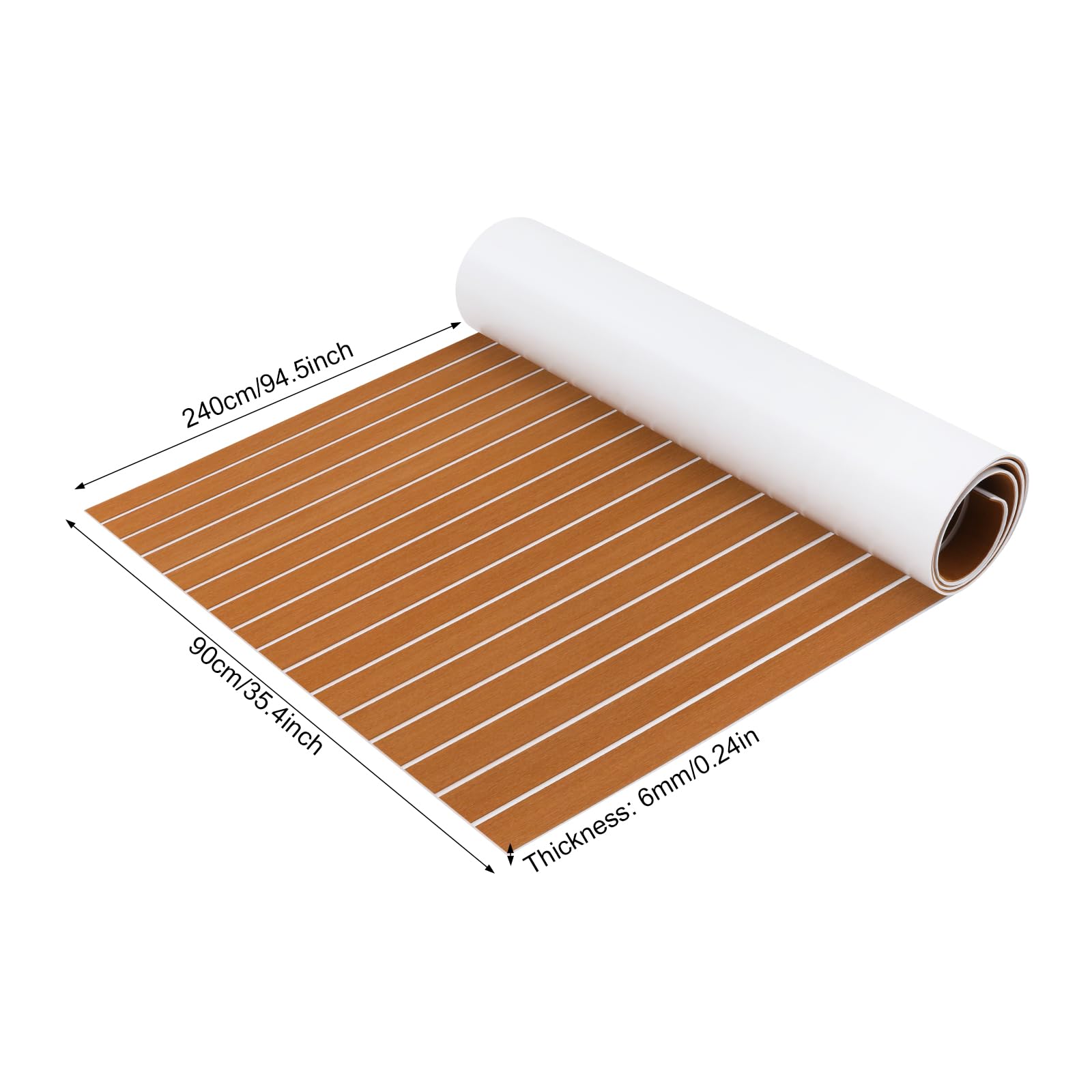Bodenbelag-Matte Teppich, 240x90cm Teakholz Eva Schaum Boot Yacht Boden rutschfest Matte Marine rutschfest Boden Deck Teppich selbstklebend