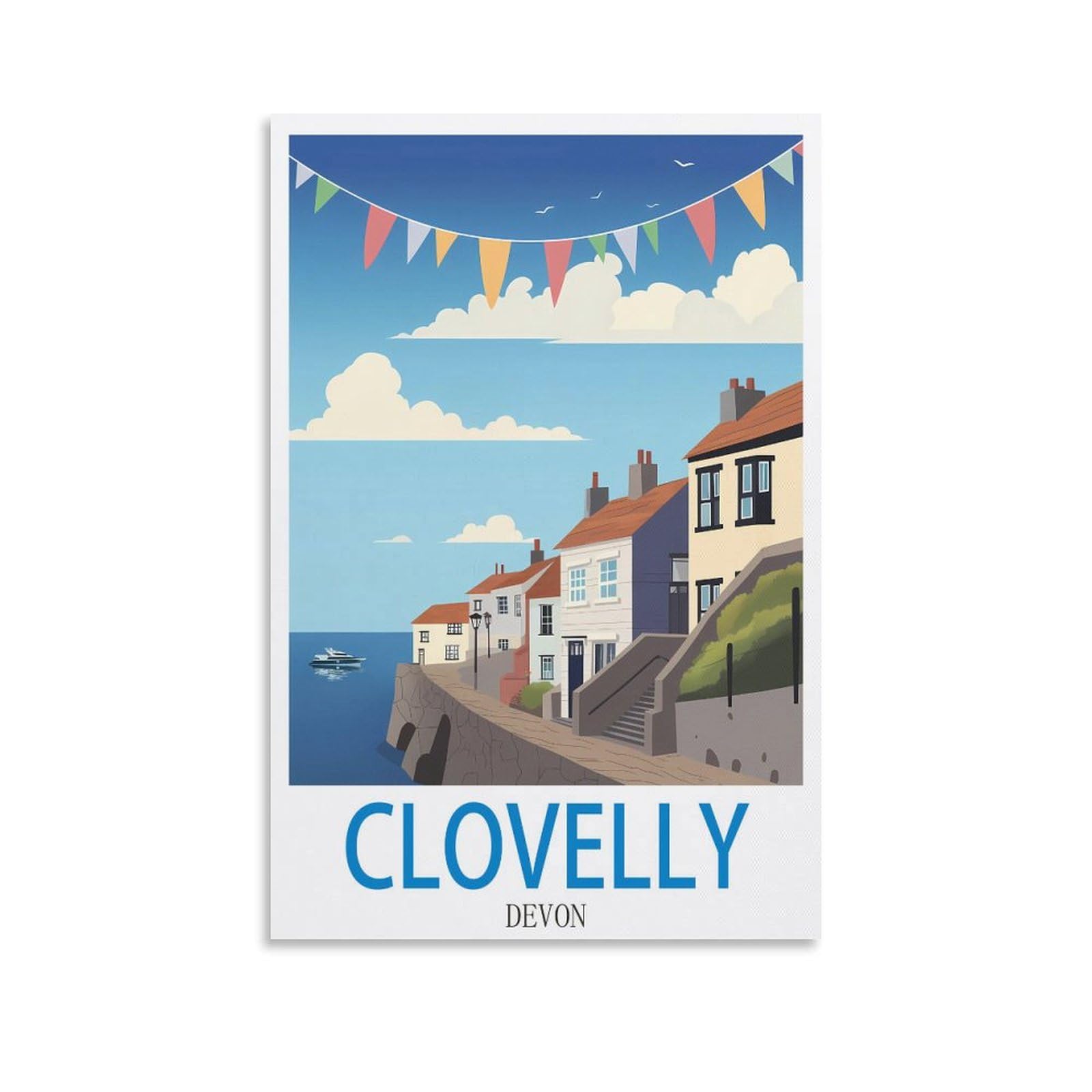 EZMLFA 5D Diamond Art Kits for Beginner,Clovelly Devon,Diamond Picture Art for Beginner, DIY Gem Cross Stitch Creative Gift Home Wall Decor 40x40cm